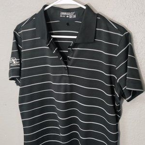 Nike Golf Dri-Fit Polo Shirt Womens Size L (12-14) Black with White Stripes